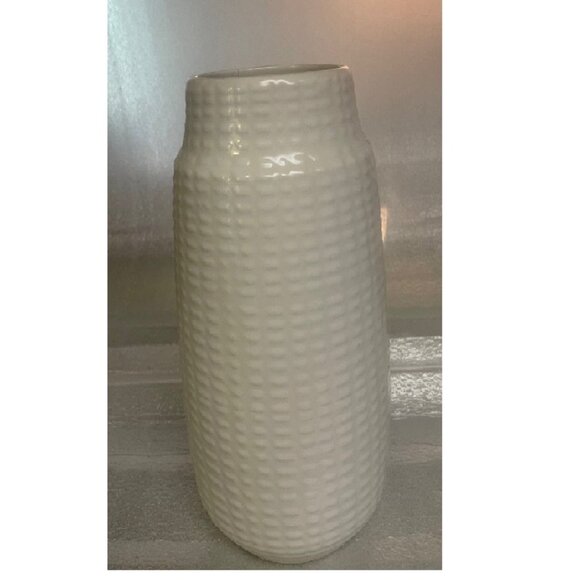 1960’s Basketweave Vase - Scheurich Vase Form 203-26 white knobs ceramic - Picture 1 of 5